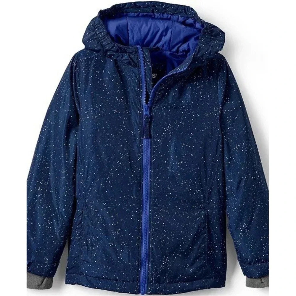 Lands' End‎ Girls Insulated Winter Jacket Night Sky Print Size Medium (8)